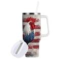 thumbnail image 2 of 40 oz Insulated Stainless Steel Tumbler Double Wall Stainless Steel Tumbler with 2-Way Drinking Red White and Blue Rooster, 2 of 9