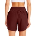 thumbnail image 2 of 5" Athletic Running Shorts for Women with Zipper Pocket Quick Dry High Waisted Gym Workout Shorts with Liner Red S, 2 of 6