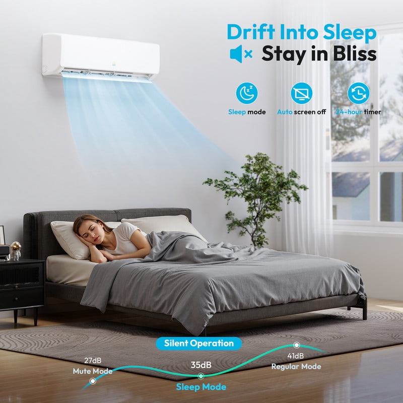 Etust Air Conditioner 18000 BTU Mini Split AC/Heating System, 19 SEER2, 900 Sq.ft Coverage, 208-230V
