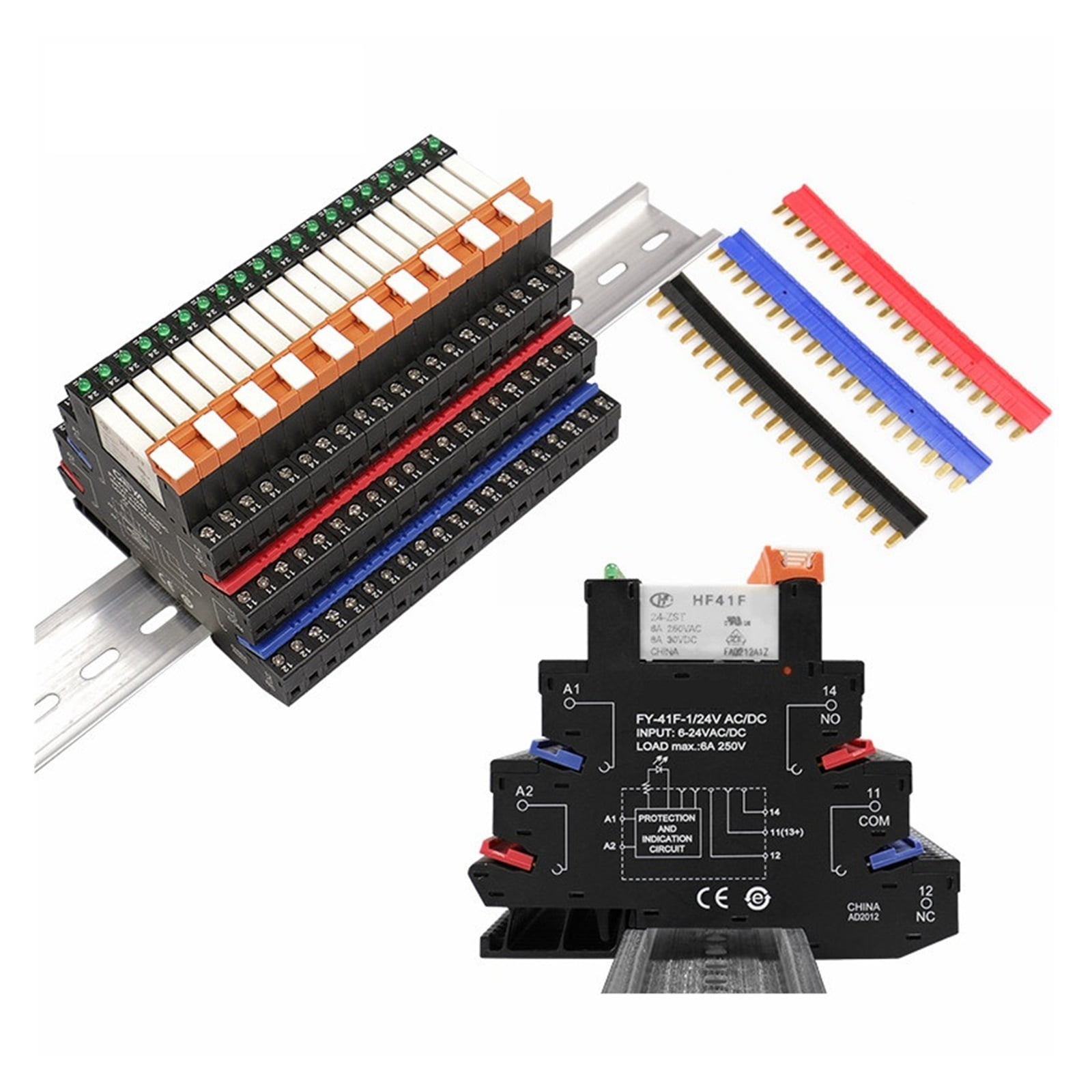 Slim Relay Connector Busbar Jumper Fast Wiring Plate Black Red Blue 1PCS
