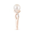 thumbnail image 3 of Angara Freshwater Cultured Pearl Criss Cross Shank Engagement Ring in 14K Rose Gold for Women | June Birthstone Jewelry for Her, 3 of 8