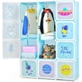 thumbnail image 1 of INFANS Children Wardrobe, Kid Closet Portable Baby Dresser Cute for Kids Bedroom Nursery Armoire with Doors 12 Cube 2 Hanging Sections, Kid Clothes Storage Organizer (Pink, 12 Cubes), 1 of 9