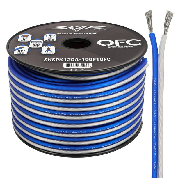 Cable de altavoz Skar Audio 12 calibre OFC 30 m azul/blanco