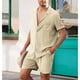 thumbnail image 1 of Conjunto De Manga Corta De Playa, Conjunto De Camisa De Lino De Algodón Camisas Informales con Botones Traje Informal para Hombres Artesanía Excepcional, 1 of 6