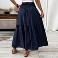 thumbnail image 7 of Women’s High Waist Maxi Skirt with Smocked Elastic Waistband and Tiered A Line Silhouette Casual Long Skirt with Pockets Navy L, 7 of 7
