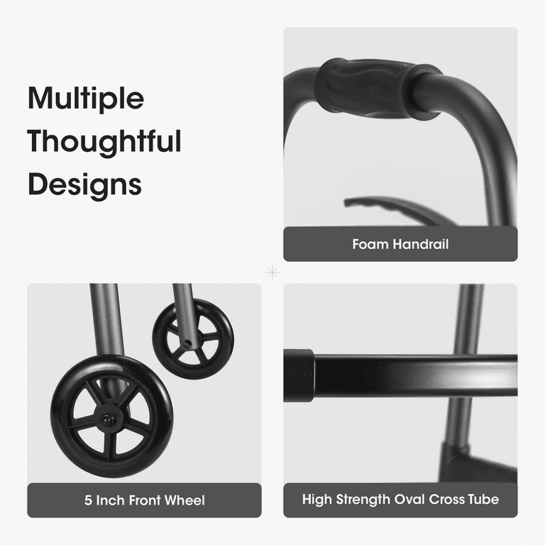 MaxKare Folding Walker with Wheels, 30.5