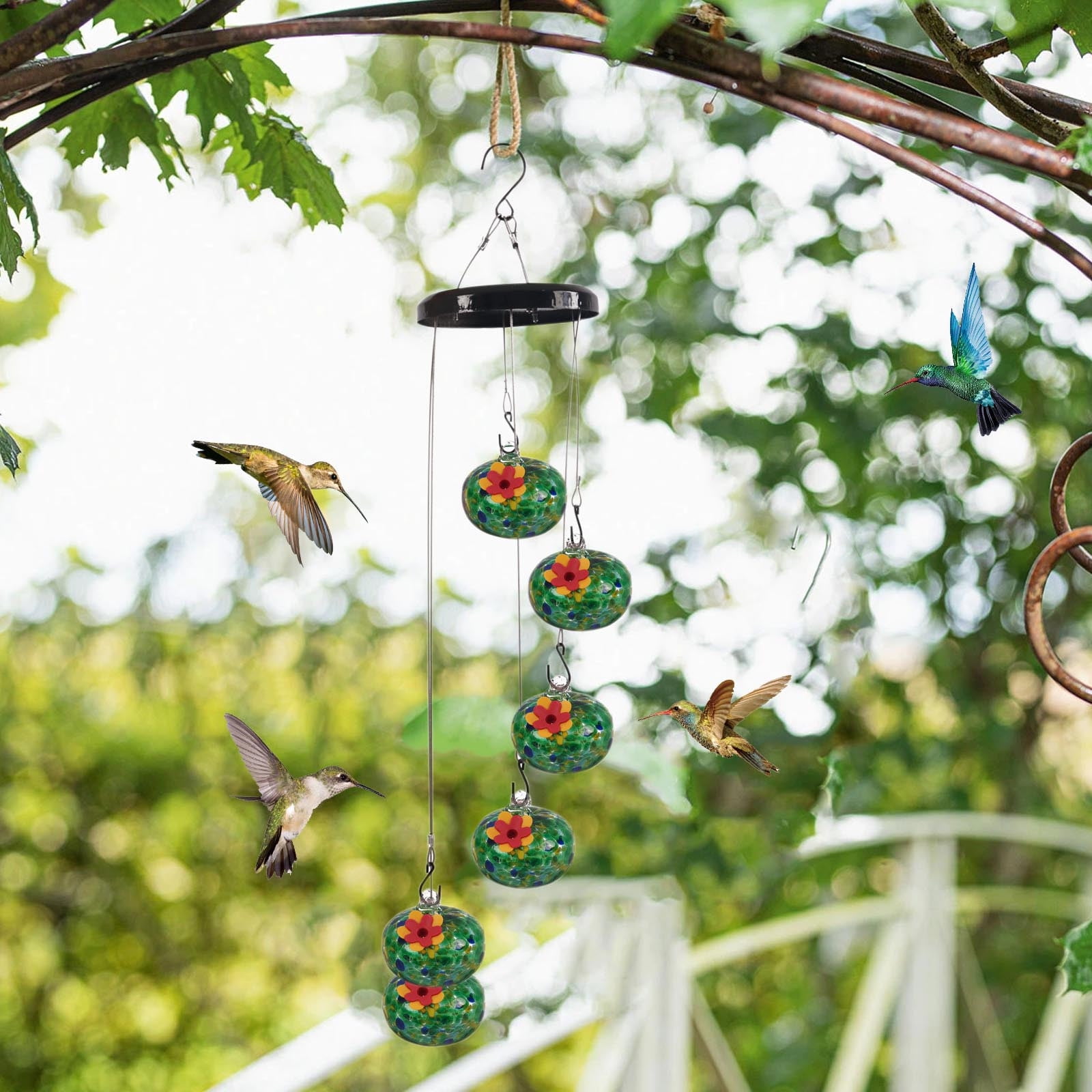 Leak-Proof Hummingbird Feeder for Outdoors, Ant & Bee Resistant with 4 Feeding Ports by PALIFEUR