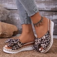 thumbnail image 2 of Dakaela Womens Espadrilles Wedge Sandals Leopard Platform Slip on Slides Bowknot Open Toe Summer Mules Casual Beach Walking Slippers Shoes Size 6-10 Black, 2 of 9
