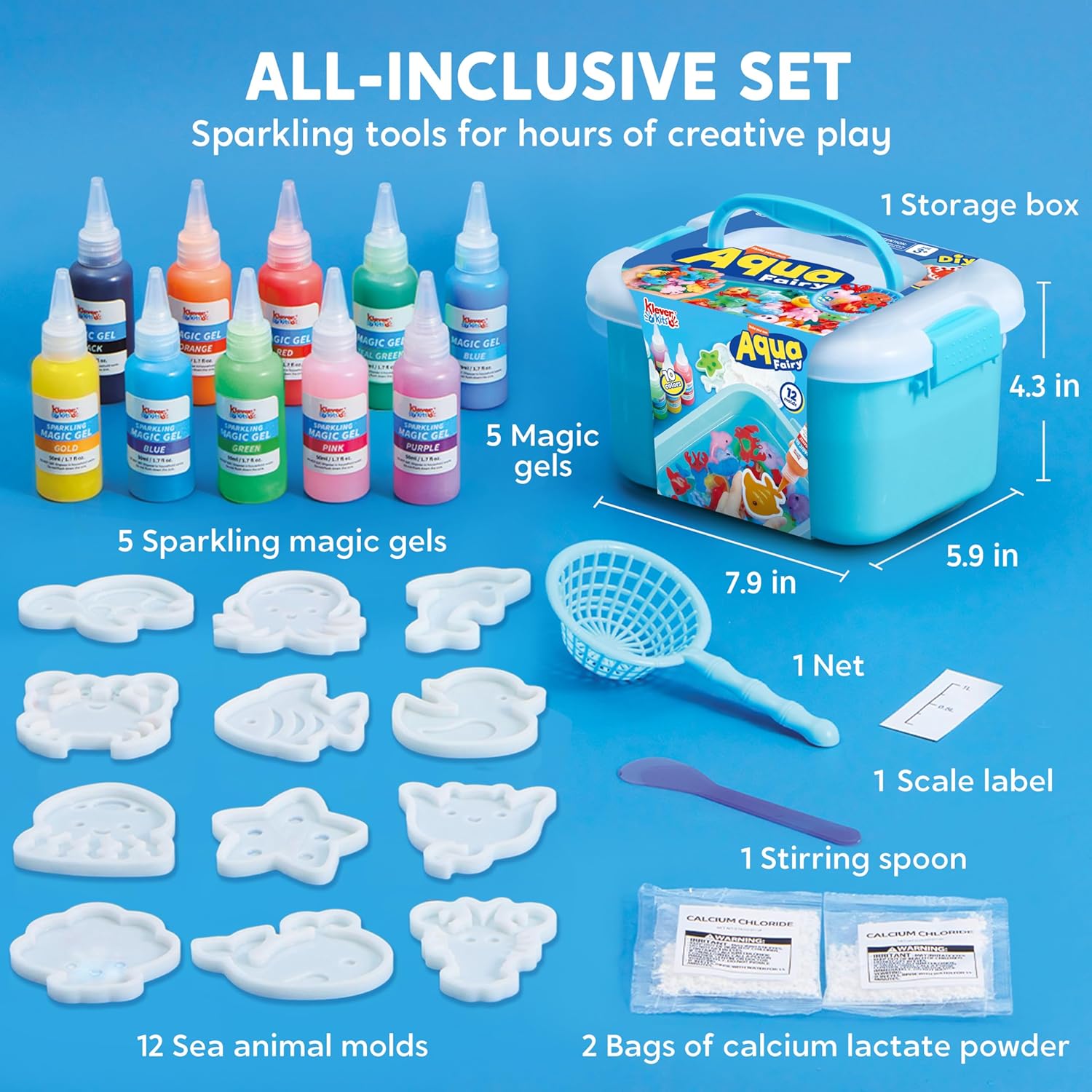 Kit de Juguete Mágico de Agua Joyfy, Juguete de Hada Acuática con 10 Geles Mágicos, 12 Moldes de Criaturas Marinas, Manualidad Creativa DIY, Regalo de Navidad y Cumpleaños para Niños de 3+ 4