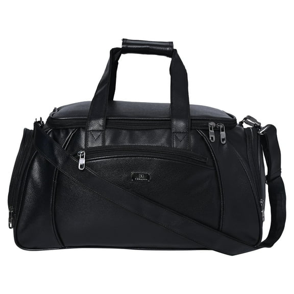 URBANZA Unisex 20 in Leather Travel Duffel Bag, Black, 1