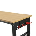 thumbnail image 5 of 72"×24"Adjustable Workbench with Power Outlet and Lockable Wheels, Rubber Wood Top Work Desk with Hook, Easy Assembly, Work Bench for Workshop, Office, Garage, Home, Black, 5 of 8