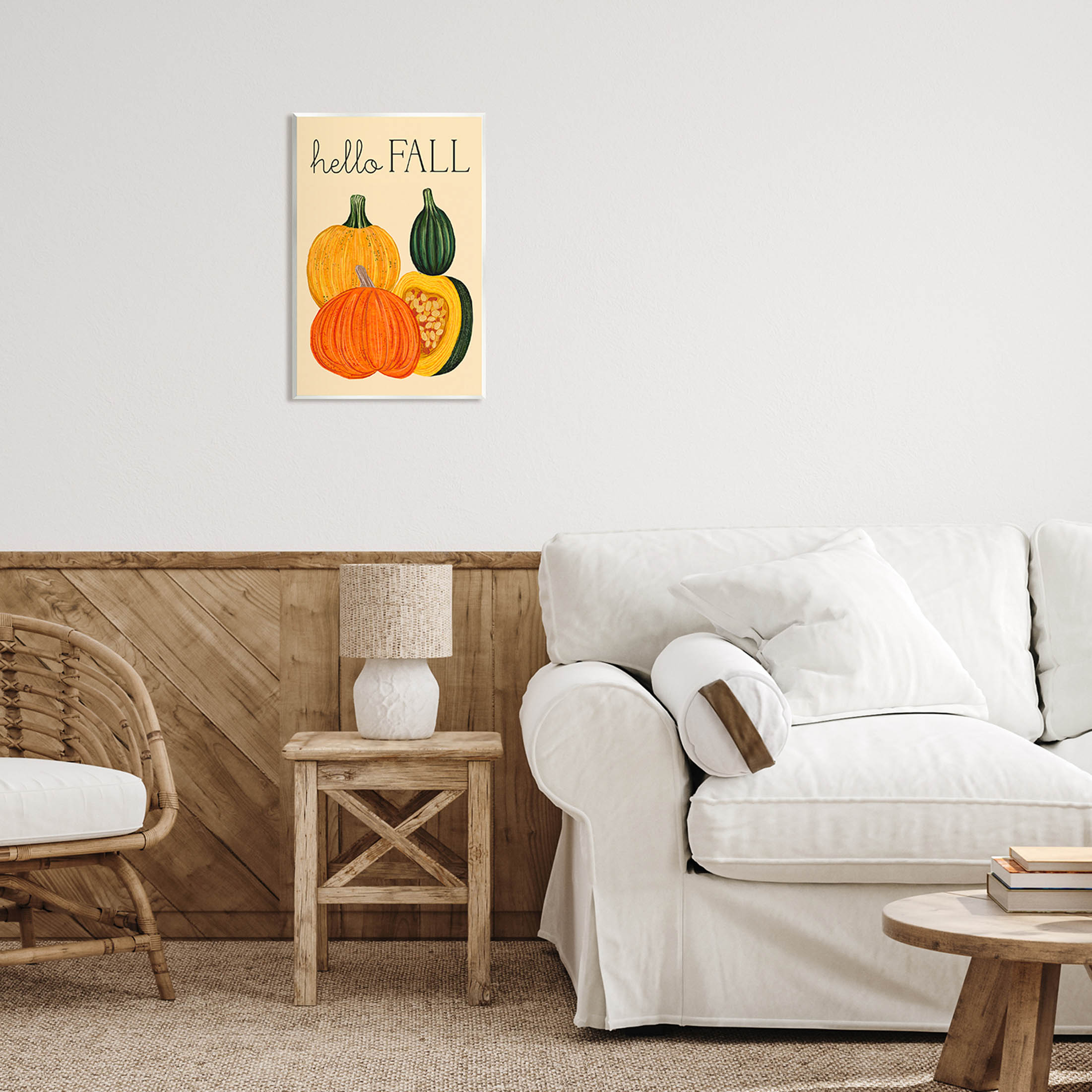 Stupell Industries Hello Fall Harvest Gourds Graphic Art Unframed Art Print Wall Art, Design by Ziwei Li