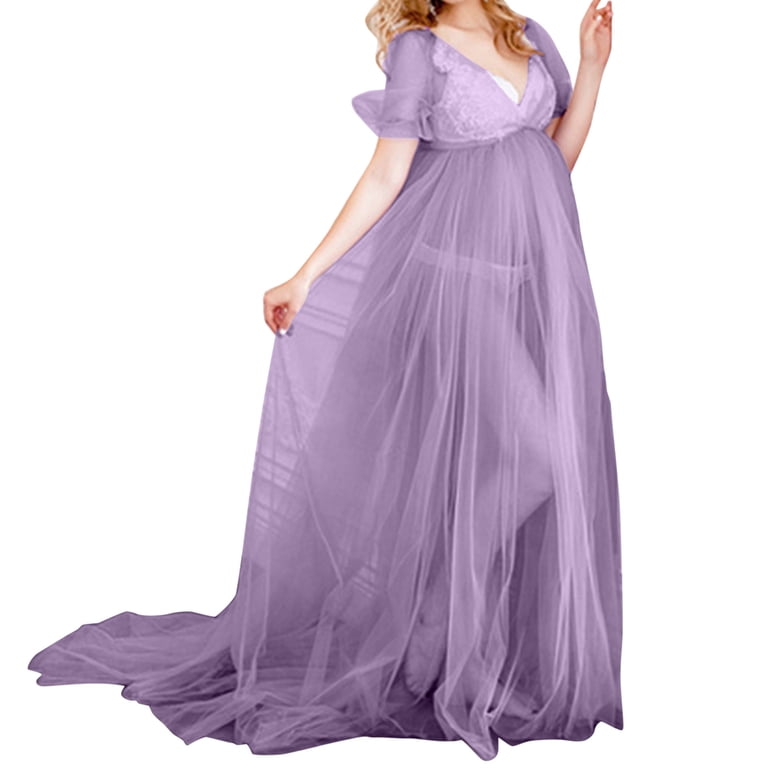 strapless open back dress Momyknows Purple Shawl Silk Grenadine Baby Shower Maternity Maxi Dress