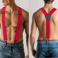 thumbnail image 2 of KAMBERFT Red Suspenders for Men, 1.5 inch Wide Adjustable Elastic Y-Back Braces with 3 Snap Loops, 2 of 5