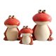 thumbnail image 4 of 3 figuras de familia de ranas, estatua de rana, escultura de animal coleccionable de cerámica para Rojo, 4 of 9