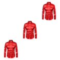 thumbnail image 2 of Jumpingount Camisa transpirable para hombre Satén con mangas largas - Trabajo Boda o hogar Camisa para hombre Manga larga formal Rojo grande M Type1 NO1, 2 of 6