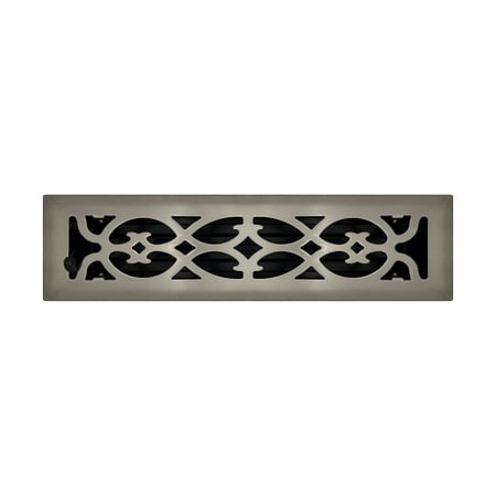 

2.25 x 12 Brushed Nickel Victorian Style Floor Register - Decorative Vent Cover