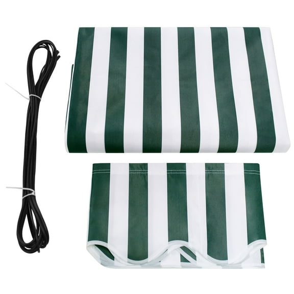 MCombo Patio Awning 10x8 Feet Fabric Replacement Sunshade Canopy for Retractable Awnings(Dark Green with White Stripes)