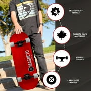 Magneto All-Terrain Cruiser Skateboard - Soft 78A Wheels for Smooth Cruising - Complete Skateboard for Teens & Adults - 31.5 x 8.5, Red