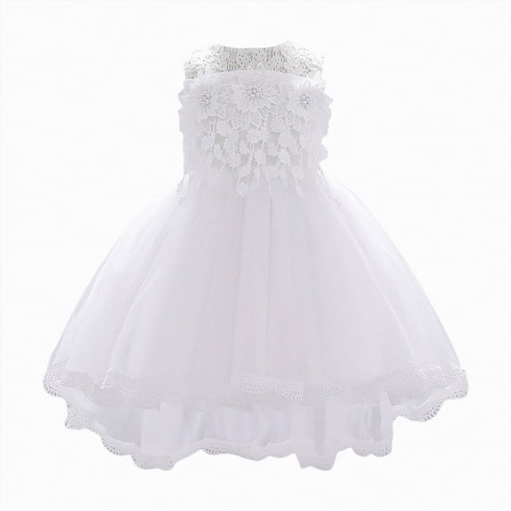 Hessimy Toddler Little Big Girl Sleeveless Casual Dress,summer everyday(White,12-18 Months)