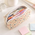 thumbnail image 5 of Gallickan Floral Print Plush Pencil Pouch Yellow Multifunctional Makeup Brush Bag for Children Teenagers School Office Travel Organizer, 5 of 7