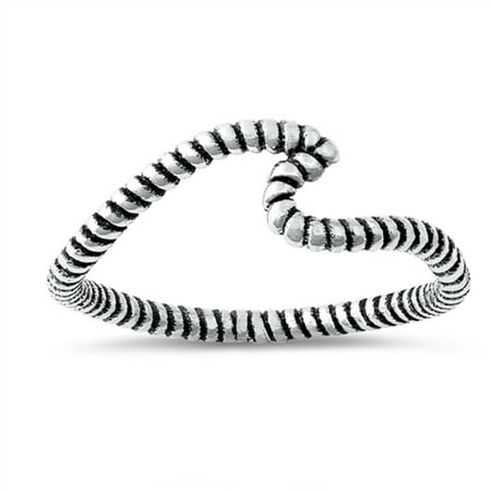Oxidized Wave Design Ring - Oxidized Sterling Silver Wave Rope Design Ring Size 10
