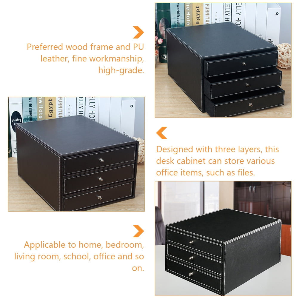 WHAMVOX  Drawer Storage Cabinet Layered for Desk File Work Office Black