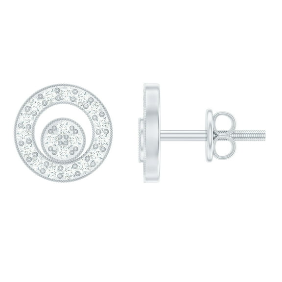 Rosec Jewels Natural Diamond Eternity Stud Earrings for Women - with Jewerly Box, 925 Sterling Silver