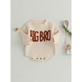 thumbnail image 5 of Toddler Baby Boy Knit Sweater Big/Lil Bro Embroidery Sweater Onesie Brother Matching Outfit Winter Clothes, 5 of 9