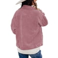 thumbnail image 2 of Frontwalk Women Coat Corduroy Jacket Long Sleeve Outwear Ladies Loose Jackets Cardigan Pink M, 2 of 3