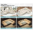 thumbnail image 4 of Papajet 105" Sofa Bed, Sectional Sleeper Sofa with Pull Out Bed/Reclining Backrest, Sleeper Couch Bed with Storage, 6 Seater Couch Bed, Chenille Beige, 4 of 8