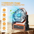 thumbnail image 6 of Camping Fan Portable with 4 Lights, 11000mAh Rechargeable Battery Operated Fans, Outdoor Beach Tent Fan, 4 Speed, 4 Timer, Adjustable Rotation for Picnic, BBQ, Fishing,Travel, 6 of 8