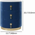 thumbnail image 2 of homary Blue Velvet Nightstand with Storage, Round Bedside Table with 3 Drawers, Stone Top Night Table for Bedroom, End Tables for Living Room, 2 of 9