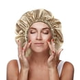 thumbnail image 5 of SkyAuks Silk Bonnet For Natural Hair, Satin Bonnet Silk Bonnet Hair Bonnet For Sleeping, Satin Bonnet For Hair Bonnets For Women, Khaki, 5 of 7