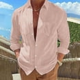 thumbnail image 2 of IROINNID Plain Long Sleeve Shirts for Men Casual Turn-down Collar Solid Button Down Shirt Blouse Tops On Sale,Pink, 2 of 9