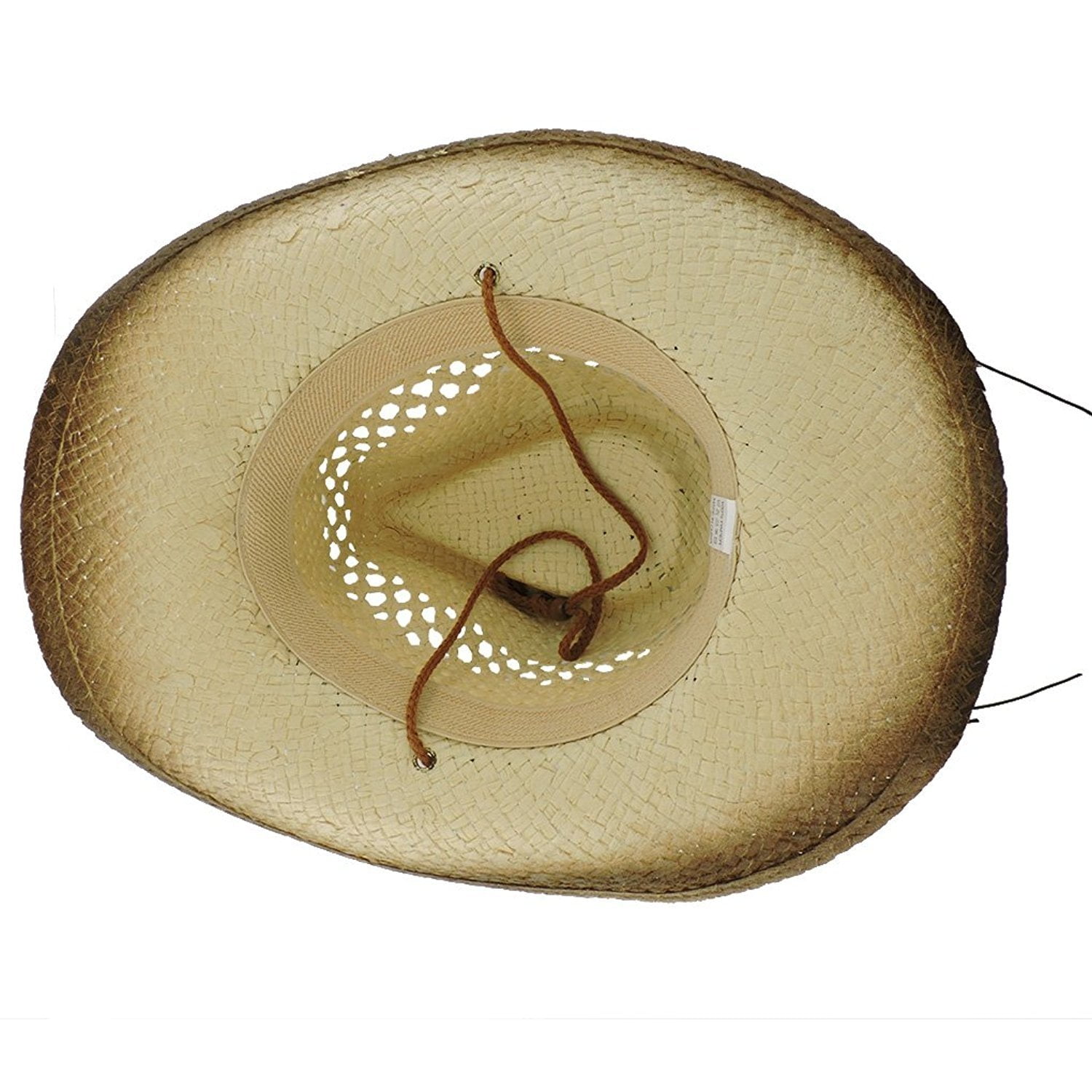 Chin Strap Silver Fever Ombre Woven Straw Cowboy Hat with Cut-Outs,Beads