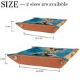 thumbnail image 4 of Women Girls Leather Square Dish Trinket Plate Jewelry Tray for Mothers Day Birthday Gift, Swimming Sea Turtle Flowers Bouquet, 4 of 6