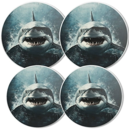 

Gas Stove Burner Cover White Electric Stove Top Protector Easy to Clean Great White Shark In An Oil Painting With An Aggressive Pose