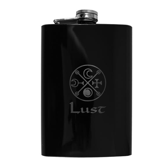 Hip Flask Plus Stainless Steel 8oz Black Flask - Seven Deadly Sins: Lust