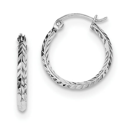 Post Rhodium Plated Earrings Sterling Silver Hinged post Rhodium-plated Rhodium Plated Sparkle-Cut Hoop Earrings - .8 Grams ()