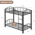thumbnail image 2 of Metal tamaño individual-over-tamaño individual bunk cama - heavy duty frame con safety ladder y arched guardrail, sturdy steel, space-saving, no box spring in negra, 2 of 7