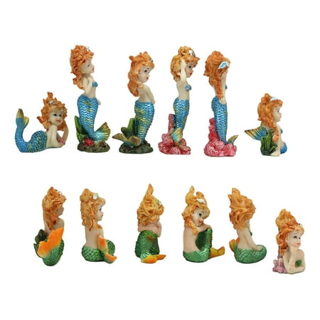 Miniature Mermaid Figurines Ebros Colorful Nautical Ocean Coral Reef Mergirls in Multiple Poses Miniature Figurine Set of 12 Fantasy Mergirl Mermaids Sirens of The Seas 3
