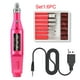 thumbnail image 1 of Pulidora de uñas eléctrica portátil con cabezales intercambiables, ideal para manicura profesional en casa o salón. Incluye 6 accesorios de pulido y cable USB, color rosa., 1 of 6