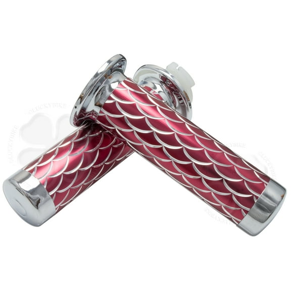 CNC Scale Hand Grip 7/8" Red Universal Gel Handle Bar 22mm Left Right Front