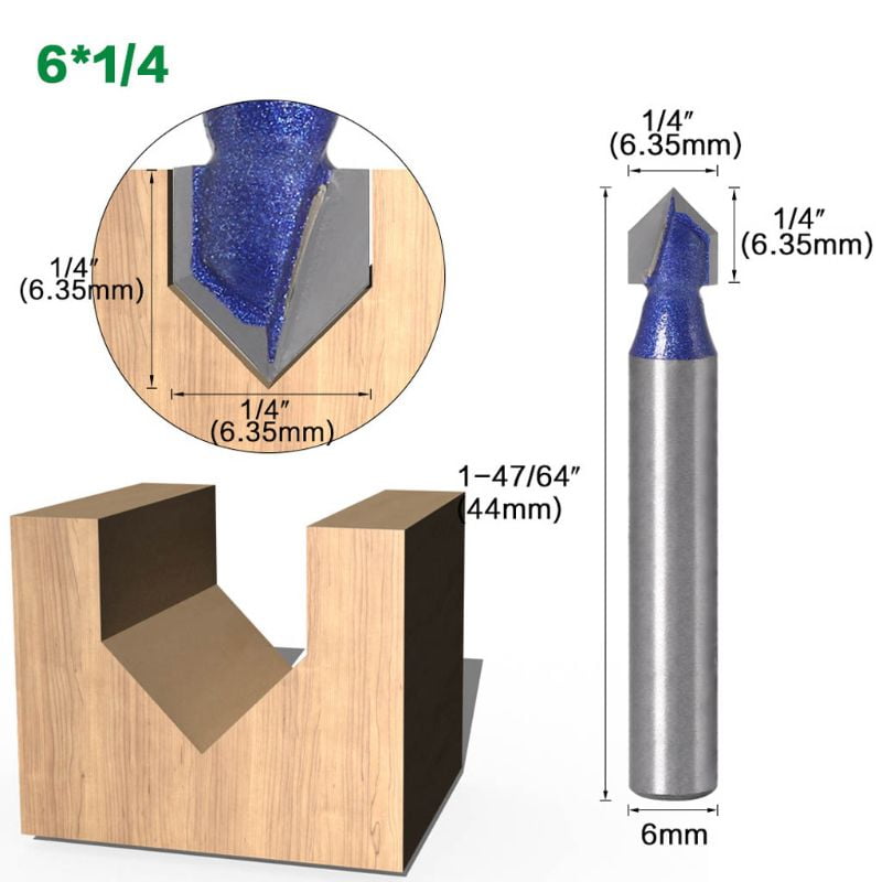 Heavy Duty 90-Degree V Groove Router Bit 1/4-Inch X 7/8-Inch,1/4-Inch Shank 