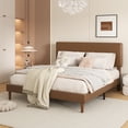 thumbnail image 3 of Frostbloom Full Size Faux Leather Platform Bed Frame with Adjustable Headboard, Dark Brown, 3 of 9