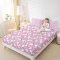 thumbnail image 4 of Homewish Romantic Rose Queen Sheet Sets,Cute Cartoon Flower Flat Sheet,Pink White Queen Fitted Sheet For Girl Teens,Ultra Soft Home Decor,4pcs, 4 of 7