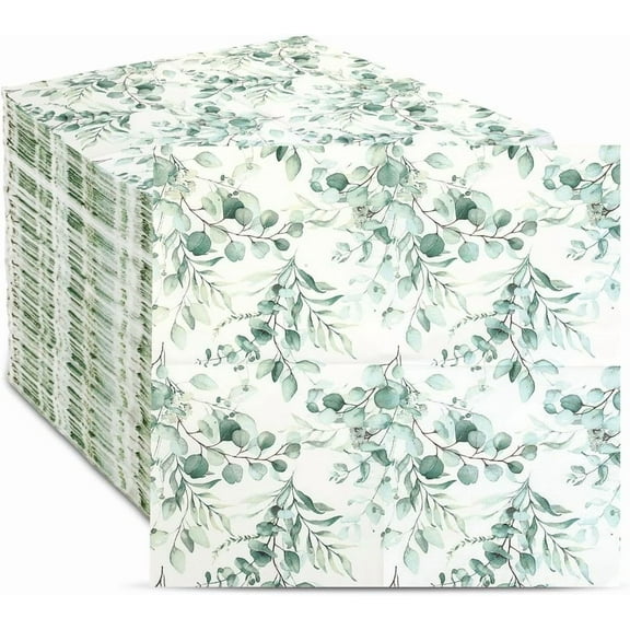 200Pcs Greenery Guest Napkins Paper Disposable Green Leaves Hand Towels Decorative Dinner Napkin Paper for Bathroom Baby Shower Wedding Birthday Party Supplies Table Decor(6.5 * 6.5 inch)