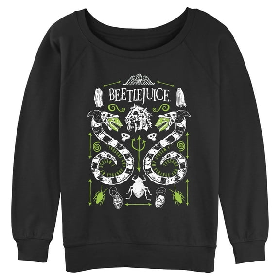 Junior's Beetlejuice Sandworm and Betelgeuse Symmetrical Sweatshirt