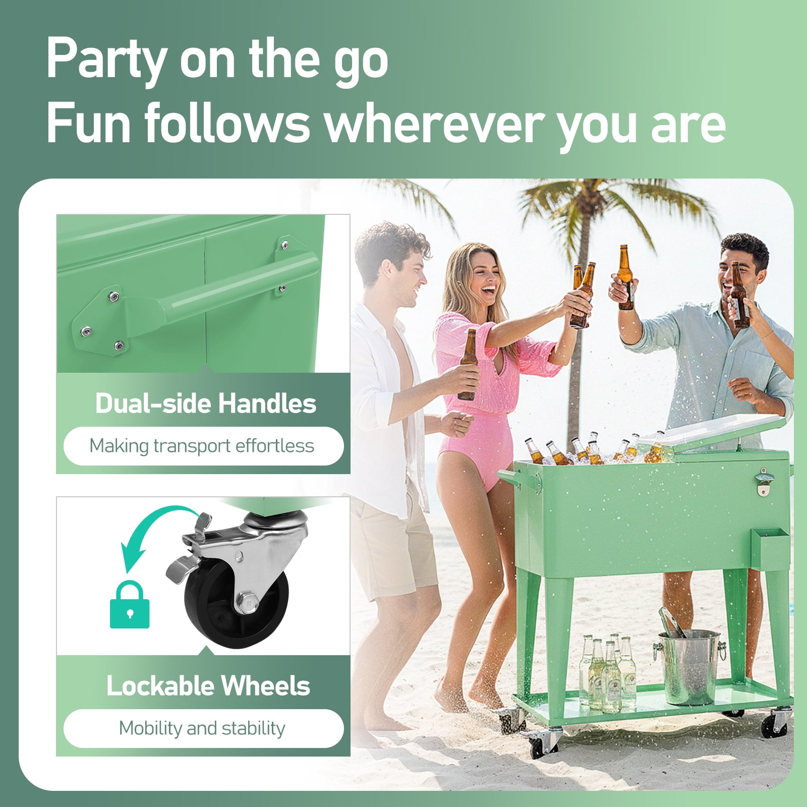 80QT Patio Rolling Cooler